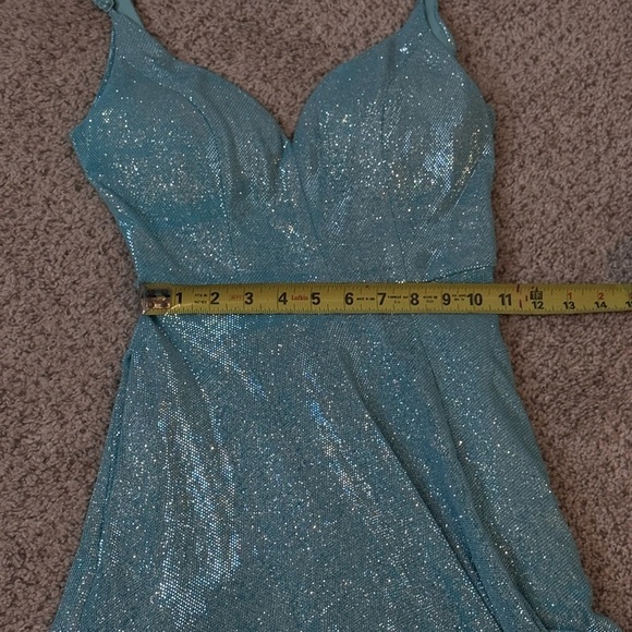 B Darlin Aqua Glitter Formal Gown | Holiday Party • Prom Winter Wedding Size 1/2 - Picture 8 of 12